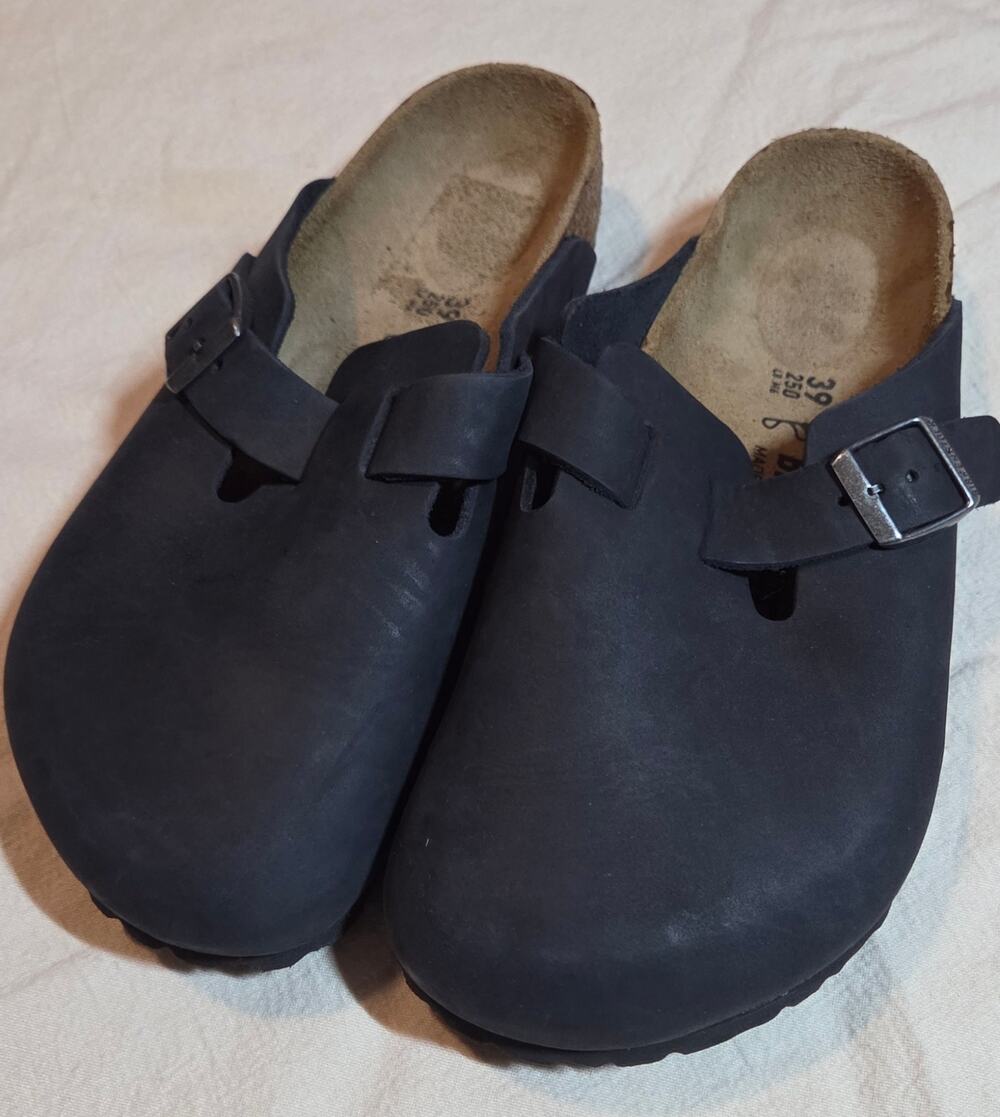 Birkenstock Boston Clogs 39 Iron Grey Oiled Leather Narrow NWOB Womens 8 Men 6